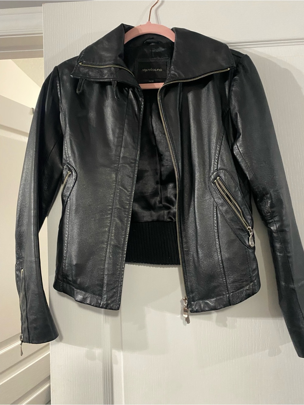 Mendocino Black Faux Leather Zip-Front Jacket